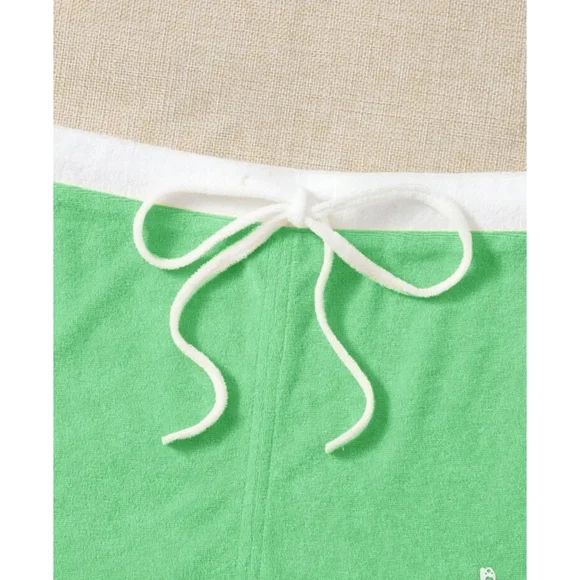 Terry Cloth Mini Skirt With Hibiscus Flower/Tropical Flower Green & White Large - Picture 4 of 8